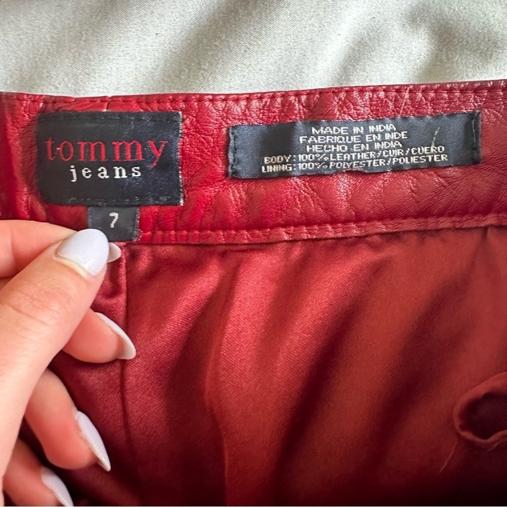 Tommy Hilfiger Vintage Red Leather Pants Size 7 - Picture 4 of 9